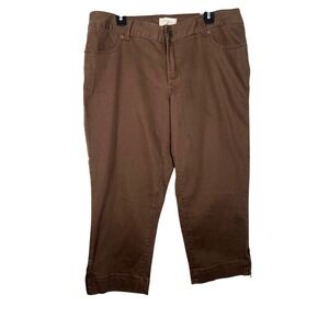 VC Venezia Women Brown Cotton Blend Capri Pants Size 18 with Zipper on The ankle